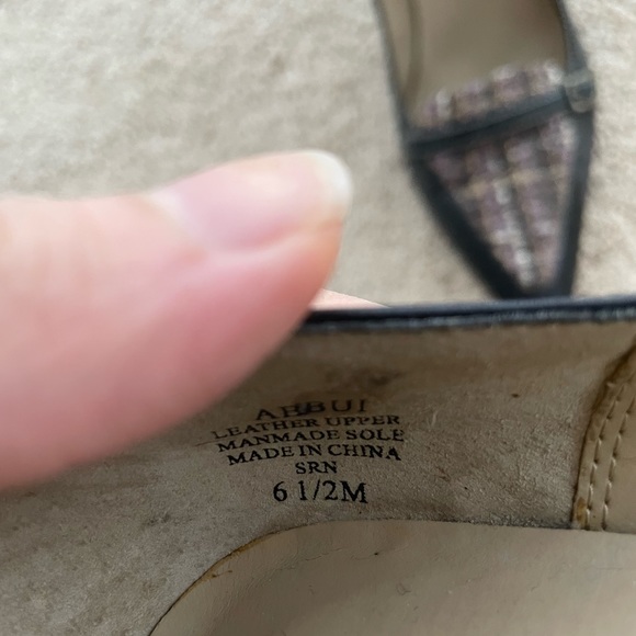 Anne Klein tweed and black leather pointed toe heels - Picture 5 of 5